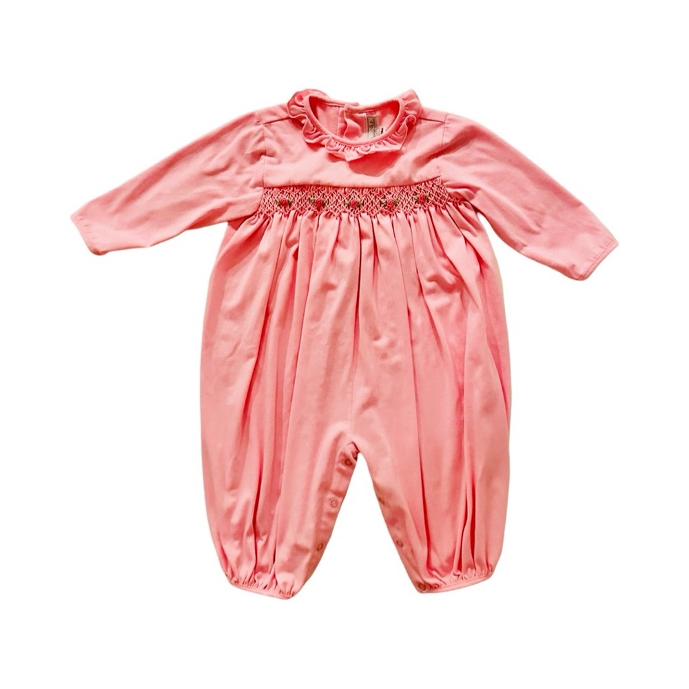 Pretty In Pink-Smocked & Embroidered Bubble